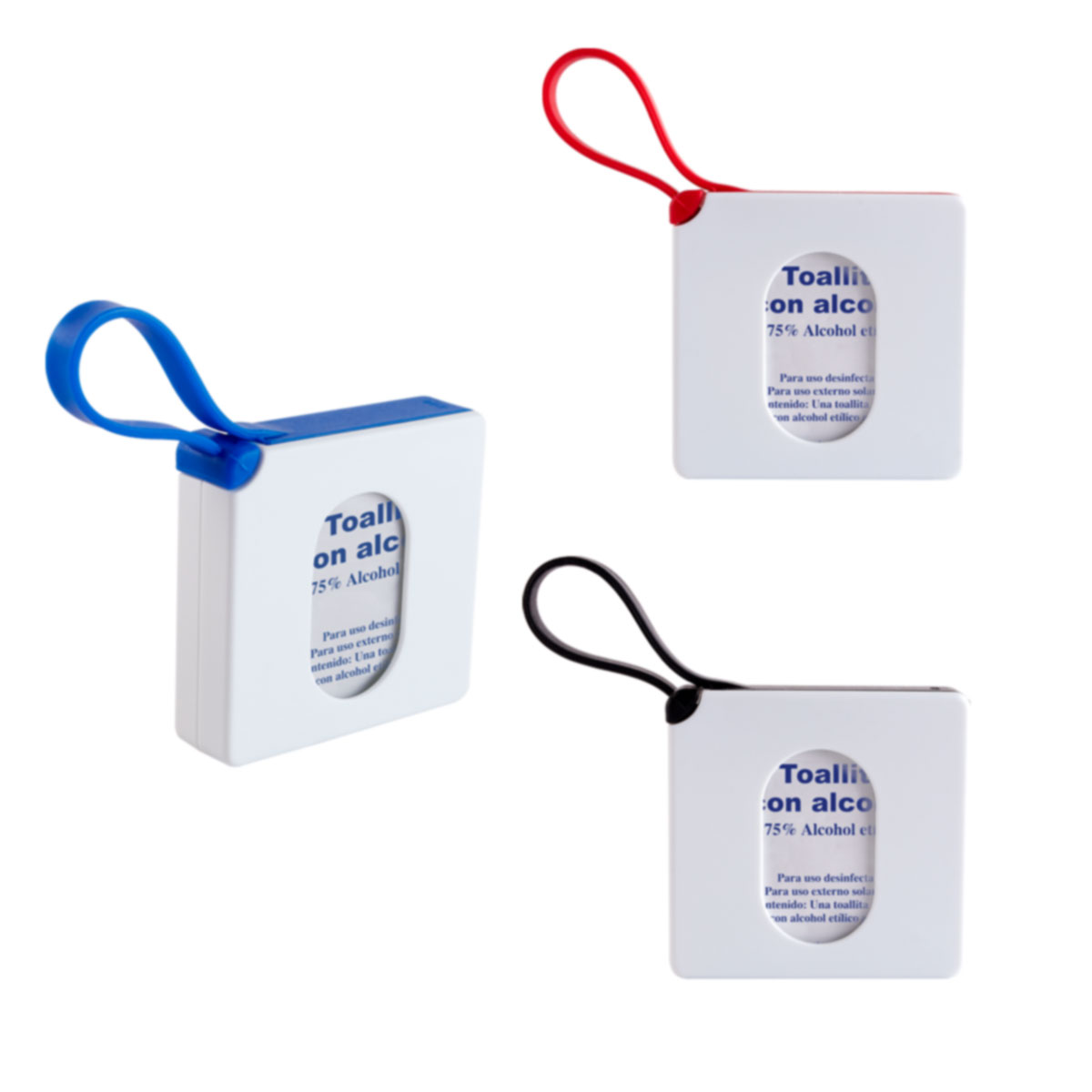 Estuche promocionales con pads de alcohol