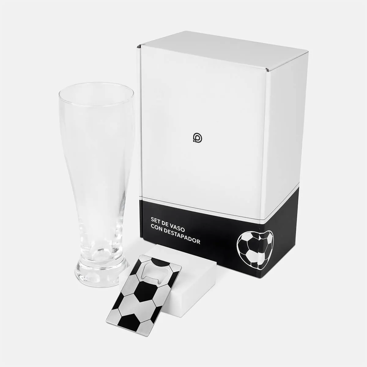 Set de vaso y destapador soccer